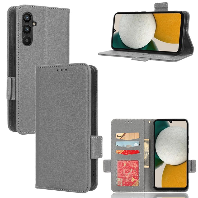 For Samsung Galaxy M54 5G / F54 5G PU Leather Wallet Anti-scratch Phone Case Litchi Texture Flip Stand Cover - Grey