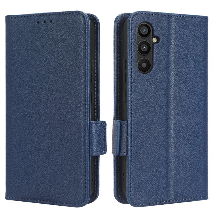 For Samsung Galaxy M54 5G / F54 5G PU Leather Wallet Anti-scratch Phone Case Litchi Texture Flip Stand Cover - Dark Blue