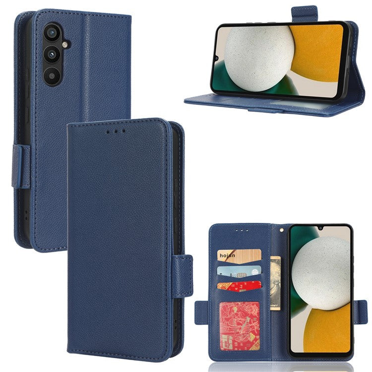 For Samsung Galaxy M54 5G / F54 5G PU Leather Wallet Anti-scratch Phone Case Litchi Texture Flip Stand Cover - Dark Blue