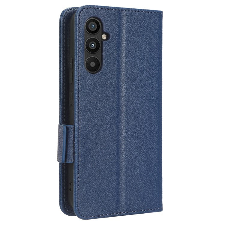 For Samsung Galaxy M54 5G / F54 5G PU Leather Wallet Anti-scratch Phone Case Litchi Texture Flip Stand Cover - Dark Blue