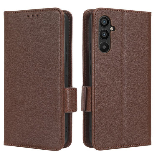 For Samsung Galaxy M54 5G / F54 5G PU Leather Wallet Anti-scratch Phone Case Litchi Texture Flip Stand Cover - Brown
