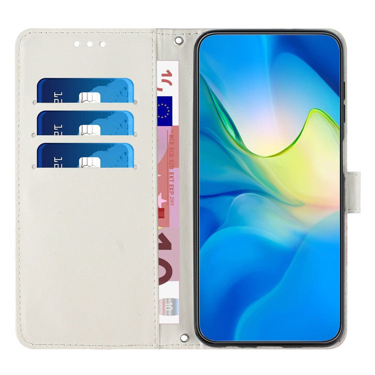 For Samsung Galaxy M14 5G PU Leather Wallet Phone Case Marble Pattern Stand Cover with Shoulder Strap - Blue / Green
