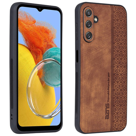 AZNS For Samsung Galaxy M14 5G Anti-scratch Phone Case Imprinted PU Leather+TPU Back Cover - Brown