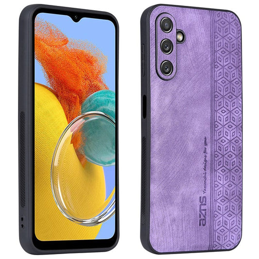 AZNS For Samsung Galaxy M14 5G Anti-scratch Phone Case Imprinted PU Leather+TPU Back Cover - Purple
