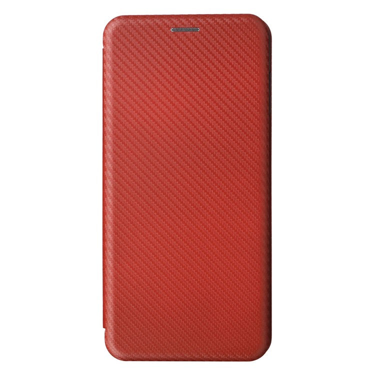 For Samsung Galaxy M54 5G / F54 5G PU Leather Carbon Fiber Texture Phone Case Stand Card Slot Magnetic Cover - Brown