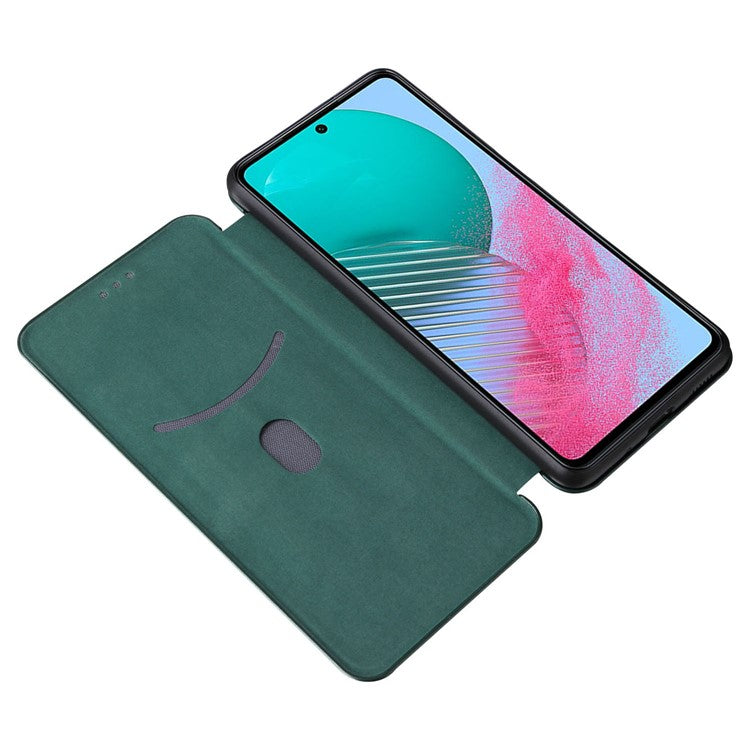 For Samsung Galaxy M54 5G / F54 5G PU Leather Carbon Fiber Texture Phone Case Stand Card Slot Magnetic Cover - Green