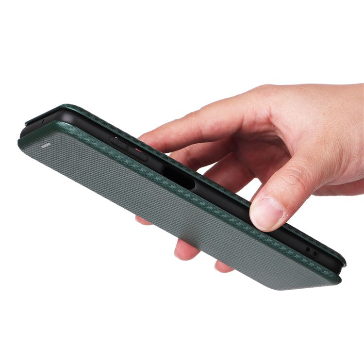 For Samsung Galaxy M54 5G / F54 5G PU Leather Carbon Fiber Texture Phone Case Stand Card Slot Magnetic Cover - Green
