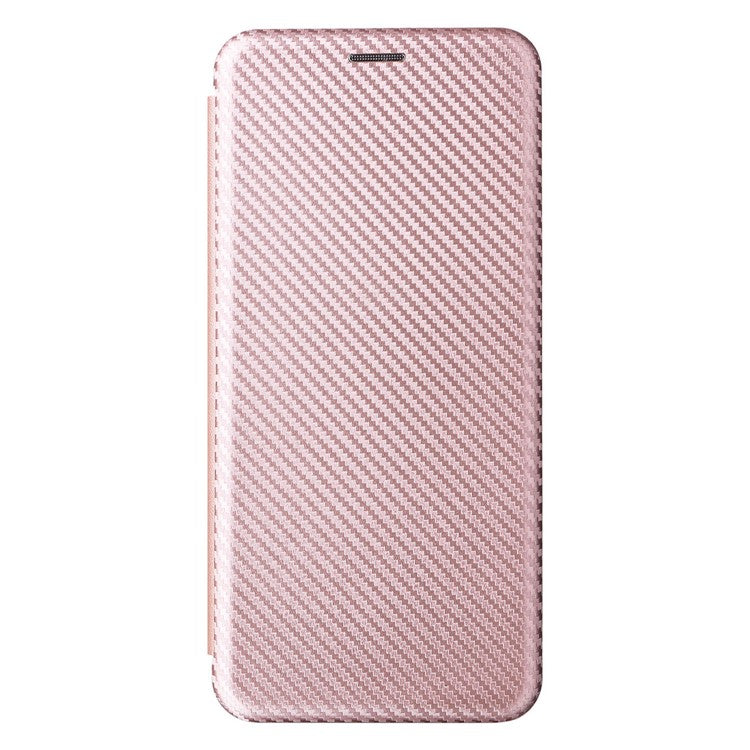 For Samsung Galaxy M54 5G / F54 5G PU Leather Carbon Fiber Texture Phone Case Stand Card Slot Magnetic Cover - Rose Gold