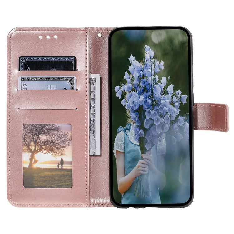 For Samsung Galaxy M54 5G / F54 5G Anti-Scratch PU Leather Wallet Phone Case Mandala Flower Pattern Stand Cover - Rose Gold
