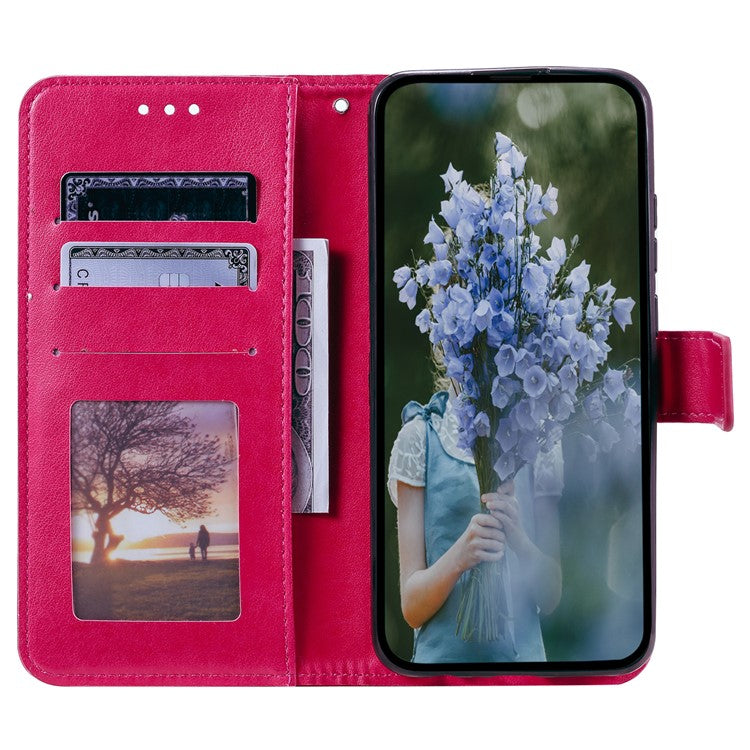 For Samsung Galaxy M54 5G / F54 5G Anti-Scratch PU Leather Wallet Phone Case Mandala Flower Pattern Stand Cover - Rose