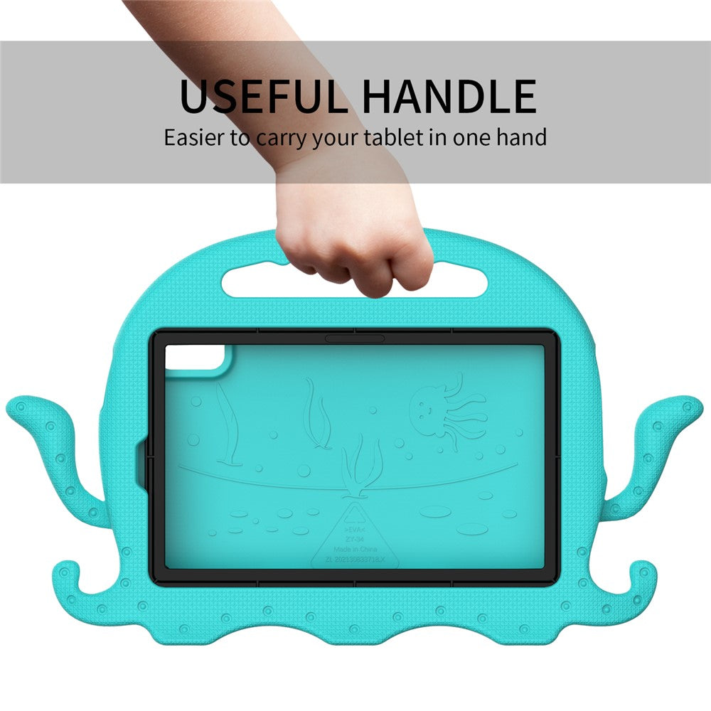 For Lenovo Tab M9 EVA Case Cartoon Octopus Hand Grip Tablet Cover with Shoulder Strap - Baby Blue