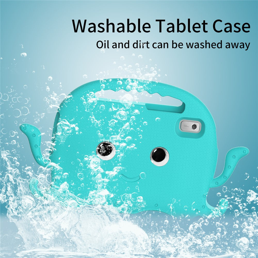 For Lenovo Tab M9 EVA Case Cartoon Octopus Hand Grip Tablet Cover with Shoulder Strap - Baby Blue