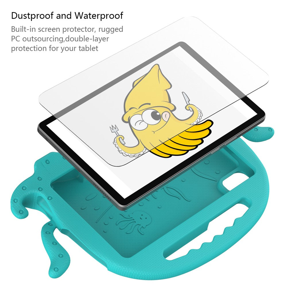 For Lenovo Tab M9 EVA Case Cartoon Octopus Hand Grip Tablet Cover with Shoulder Strap - Baby Blue