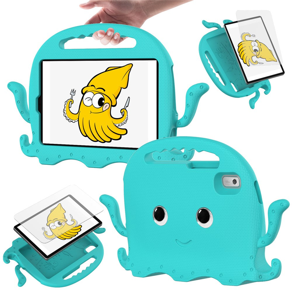For Lenovo Tab M9 EVA Case Cartoon Octopus Hand Grip Tablet Cover with Shoulder Strap - Baby Blue
