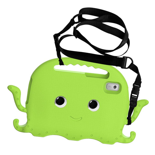 For Lenovo Tab M9 EVA Case Cartoon Octopus Hand Grip Tablet Cover with Shoulder Strap - Green