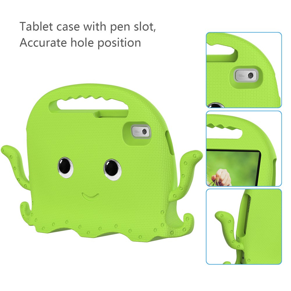 For Lenovo Tab M9 EVA Case Cartoon Octopus Hand Grip Tablet Cover with Shoulder Strap - Green