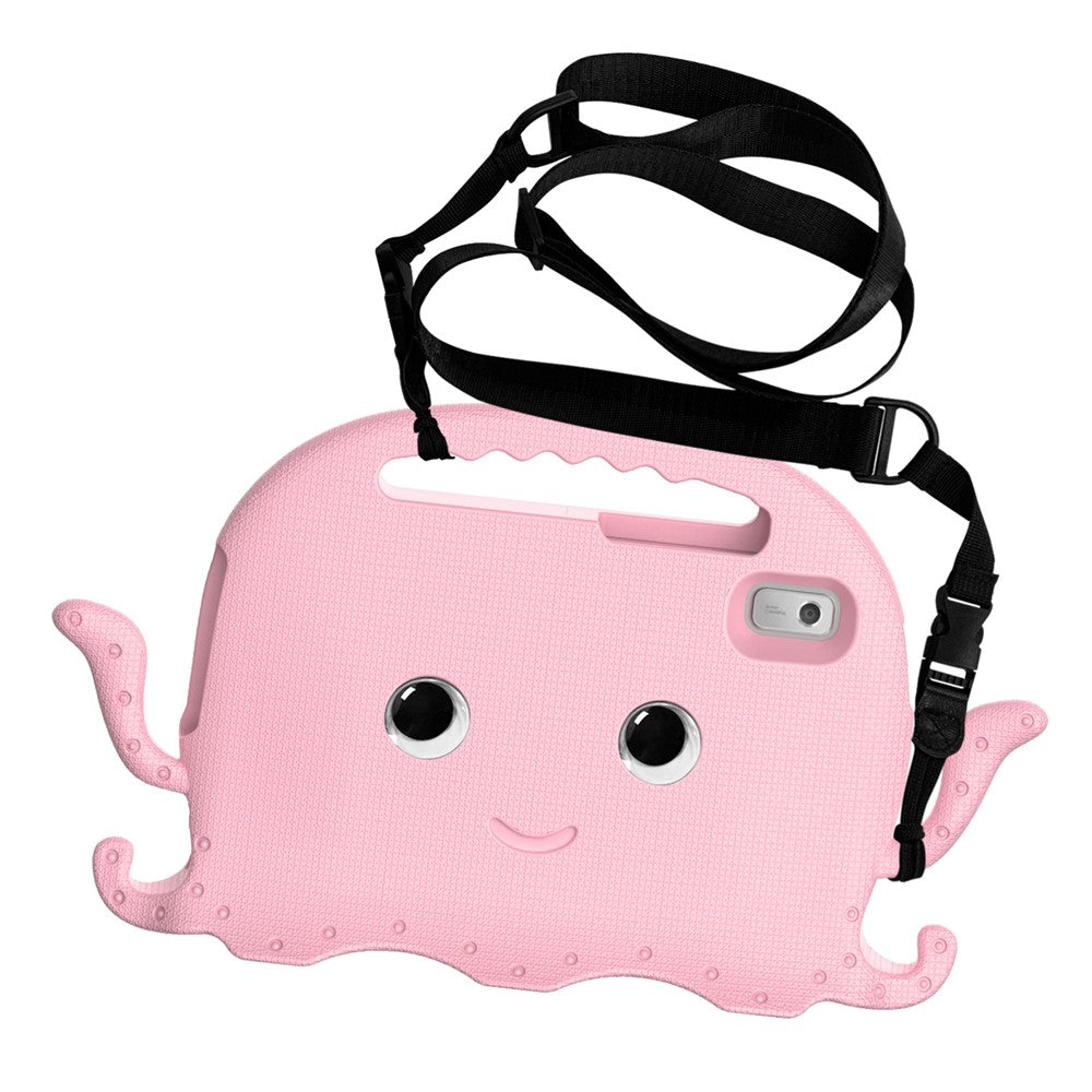 For Lenovo Tab M9 EVA Case Cartoon Octopus Hand Grip Tablet Cover with Shoulder Strap - Pink