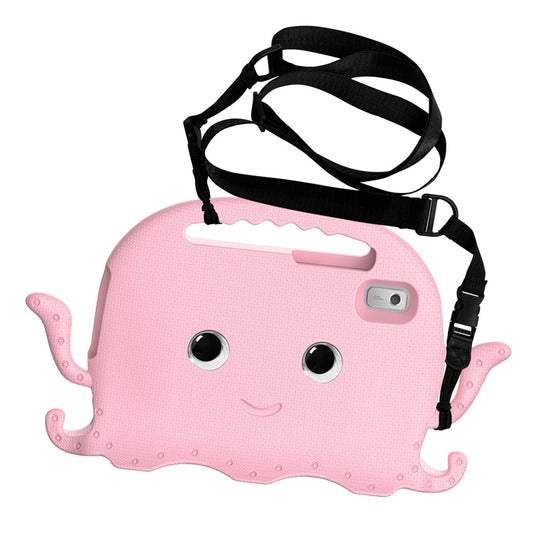 For Lenovo Tab M9 EVA Case Cartoon Octopus Hand Grip Tablet Cover with Shoulder Strap - Pink