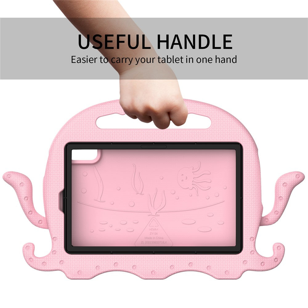 For Lenovo Tab M9 EVA Case Cartoon Octopus Hand Grip Tablet Cover with Shoulder Strap - Pink
