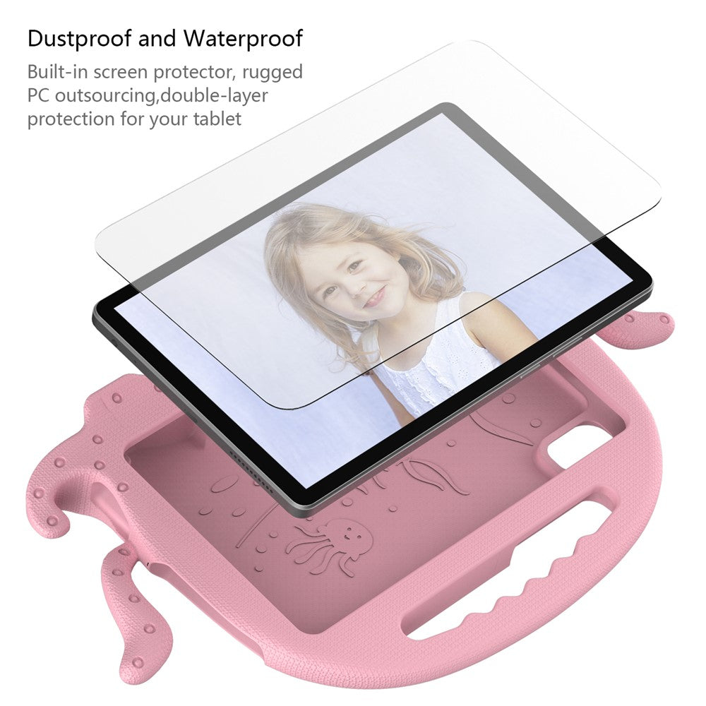 For Lenovo Tab M9 EVA Case Cartoon Octopus Hand Grip Tablet Cover with Shoulder Strap - Pink