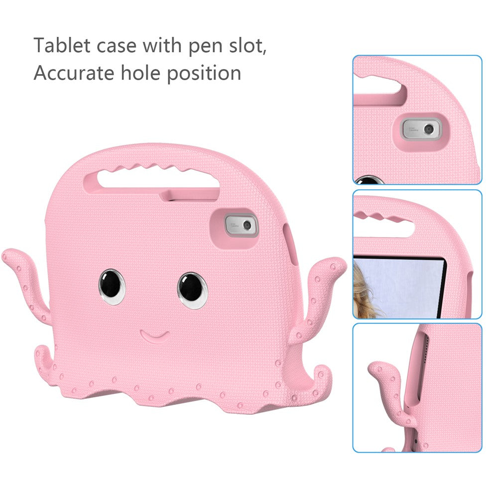 For Lenovo Tab M9 EVA Case Cartoon Octopus Hand Grip Tablet Cover with Shoulder Strap - Pink