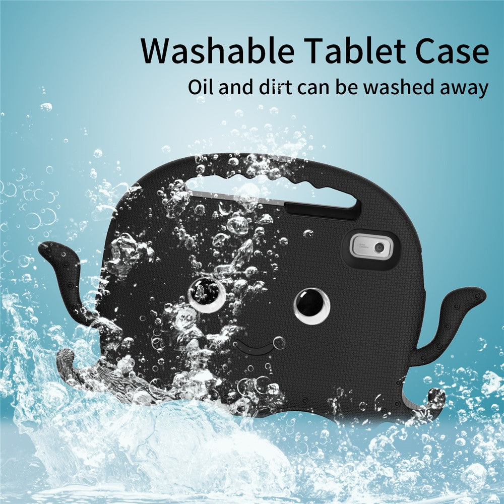 For Lenovo Tab M9 EVA Case Cartoon Octopus Hand Grip Tablet Cover with Shoulder Strap - Black