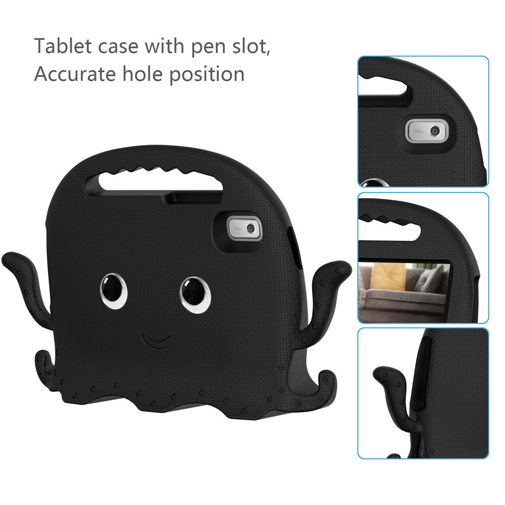 For Lenovo Tab M9 EVA Case Cartoon Octopus Hand Grip Tablet Cover with Shoulder Strap - Black
