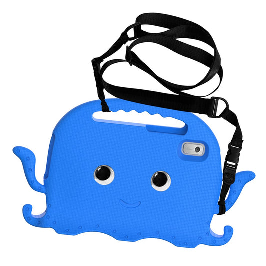 For Lenovo Tab M9 EVA Case Cartoon Octopus Hand Grip Tablet Cover with Shoulder Strap - Blue