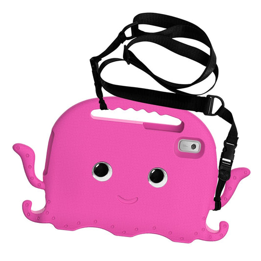 For Lenovo Tab M9 EVA Case Cartoon Octopus Hand Grip Tablet Cover with Shoulder Strap - Rose