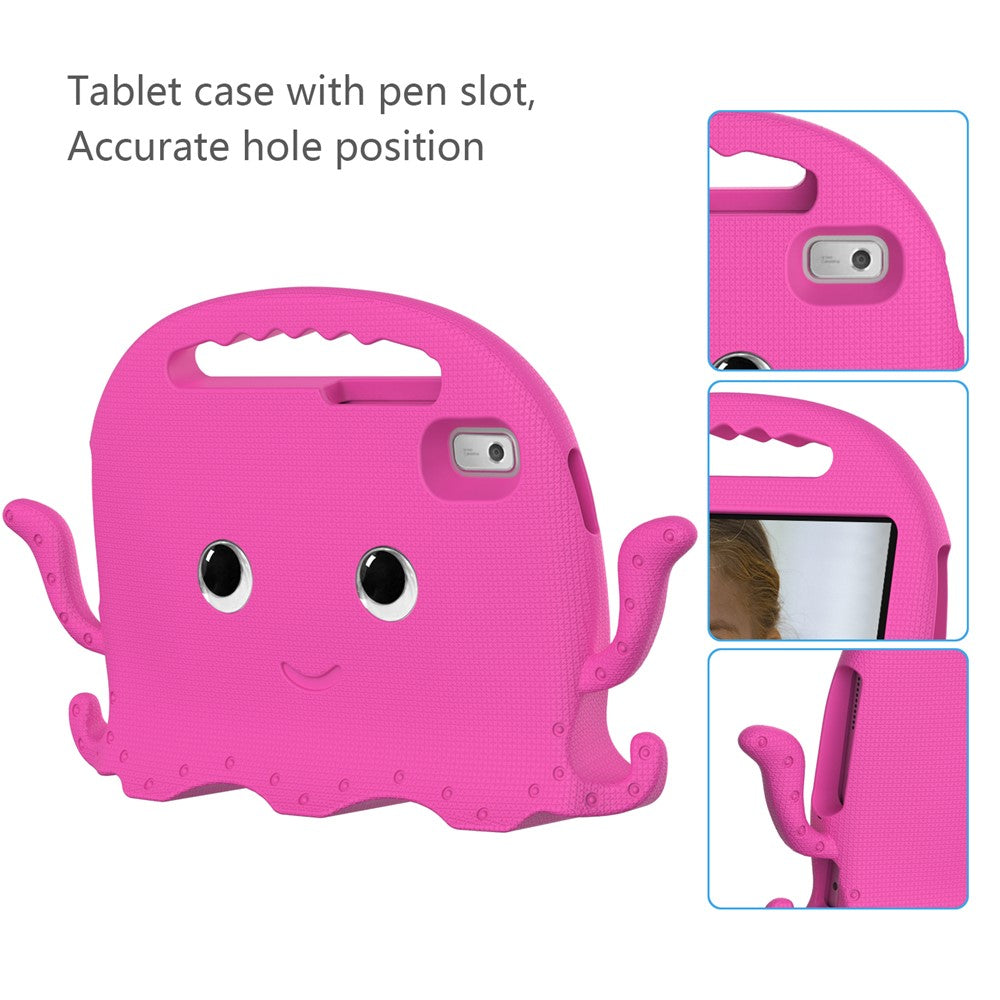 For Lenovo Tab M9 EVA Case Cartoon Octopus Hand Grip Tablet Cover with Shoulder Strap - Rose