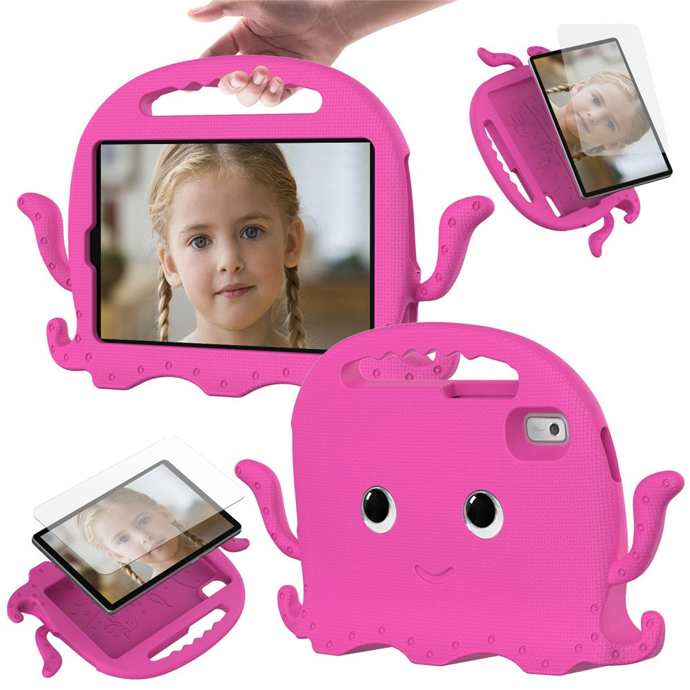 For Lenovo Tab M9 EVA Case Cartoon Octopus Hand Grip Tablet Cover with Shoulder Strap - Rose