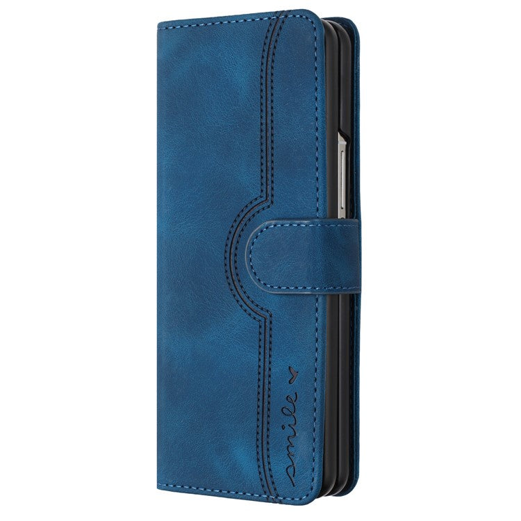 YX003 For Samsung Galaxy Z Fold4 5G PU Leather Wallet Folding Phone Case Imprinted Shockproof Cover - Sapphire