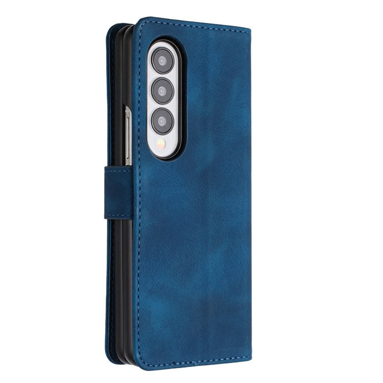 YX003 For Samsung Galaxy Z Fold4 5G PU Leather Wallet Folding Phone Case Imprinted Shockproof Cover - Sapphire
