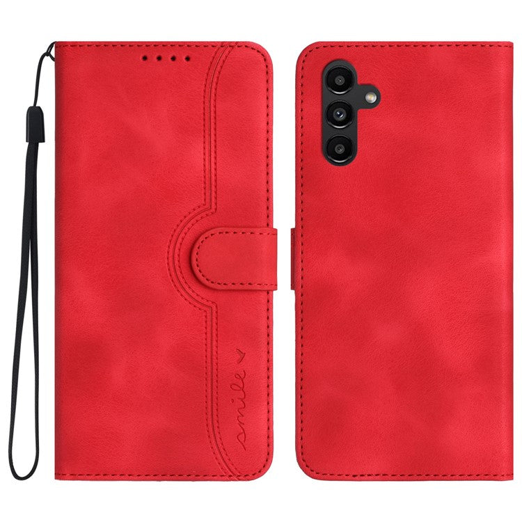 YX0030 For Samsung Galaxy A14 5G / 4G Phone Case PU Leather Wallet Stand Imprinted Pattern Cover - Red