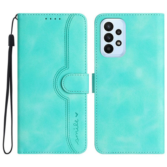 YX0030 Shockproof Wallet Case for Samsung Galaxy A73 5G Imprinted Pattern Phone Case PU Leather Flip Cover - Baby Blue