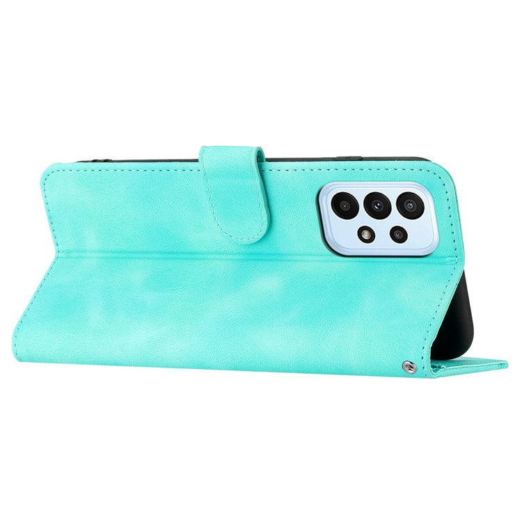 YX0030 Shockproof Wallet Case for Samsung Galaxy A73 5G Imprinted Pattern Phone Case PU Leather Flip Cover - Baby Blue