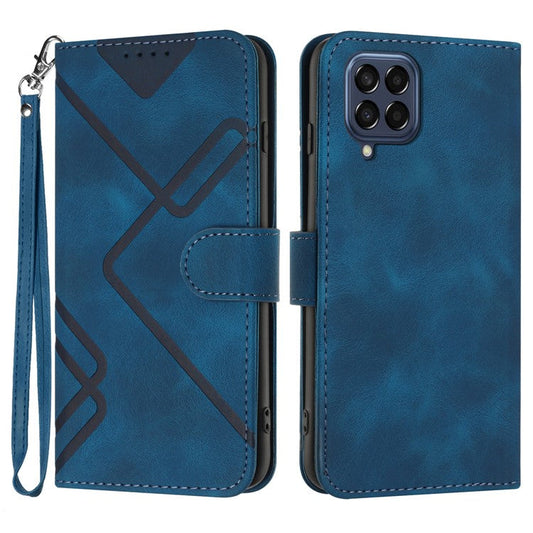 YX0040 For Samsung Galaxy M33 5G (Global Version) Wallet Phone Case Imprinted Pattern PU Leather Phone Stand Cover - Sapphire