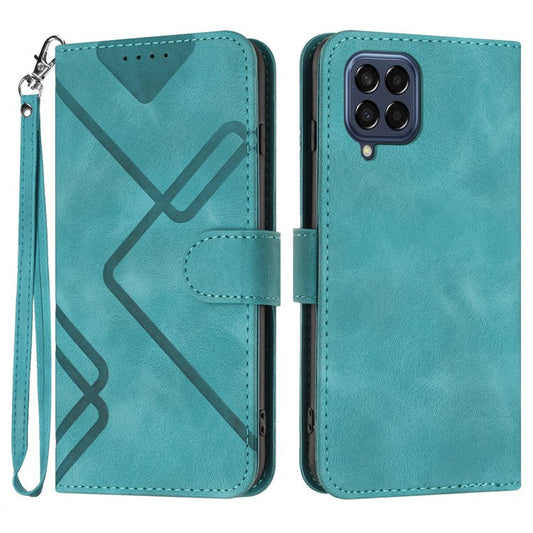 YX0040 For Samsung Galaxy M53 5G TPU+PU Leather Cover Imprinted Pattern Wallet Phone Stand Case - Baby Blue