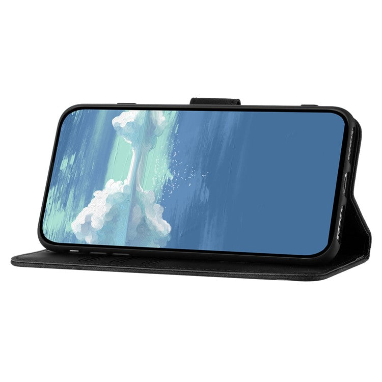 YX0040 For Samsung Galaxy M53 5G TPU+PU Leather Cover Imprinted Pattern Wallet Phone Stand Case - Black