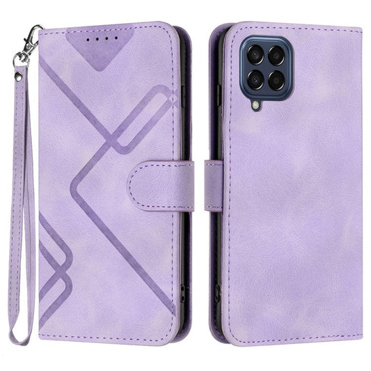 YX0040 For Samsung Galaxy M53 5G TPU+PU Leather Cover Imprinted Pattern Wallet Phone Stand Case - Light Purple