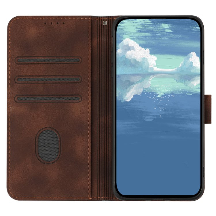 YX0040 For Samsung Galaxy M53 5G TPU+PU Leather Cover Imprinted Pattern Wallet Phone Stand Case - Coffee