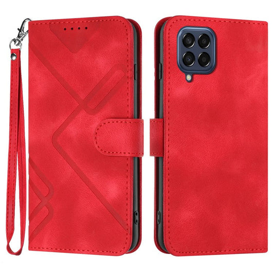 YX0040 For Samsung Galaxy M53 5G TPU+PU Leather Cover Imprinted Pattern Wallet Phone Stand Case - Red