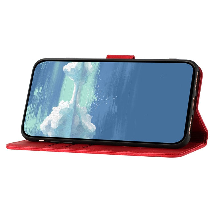 YX0040 For Samsung Galaxy M53 5G TPU+PU Leather Cover Imprinted Pattern Wallet Phone Stand Case - Red