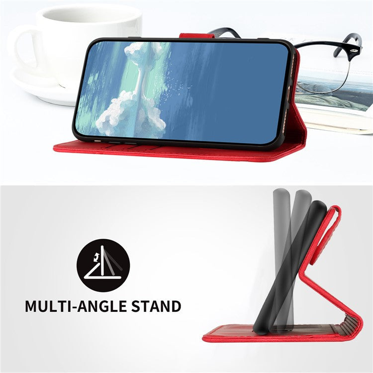 YX0040 For Samsung Galaxy M53 5G TPU+PU Leather Cover Imprinted Pattern Wallet Phone Stand Case - Red