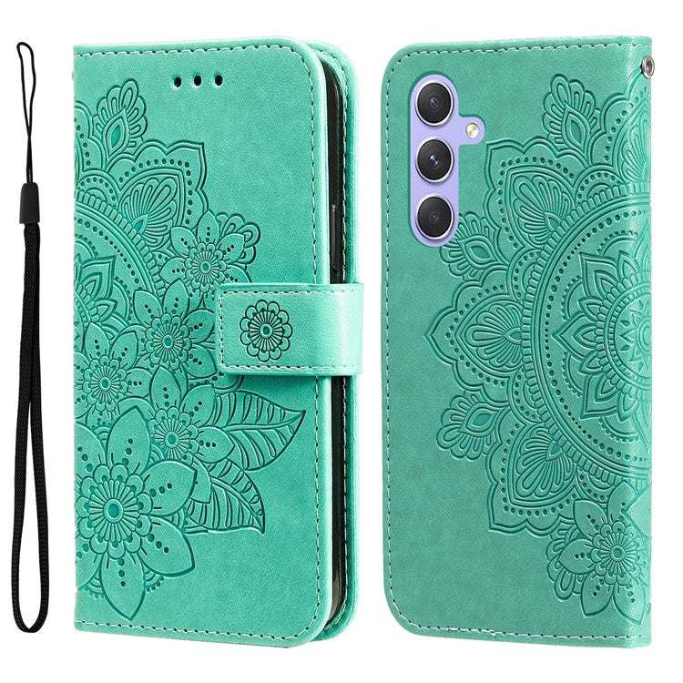 For Samsung Galaxy M54 5G / F54 5G Case Floral Pattern PU Leather Wallet Stand Phone Cover - Green