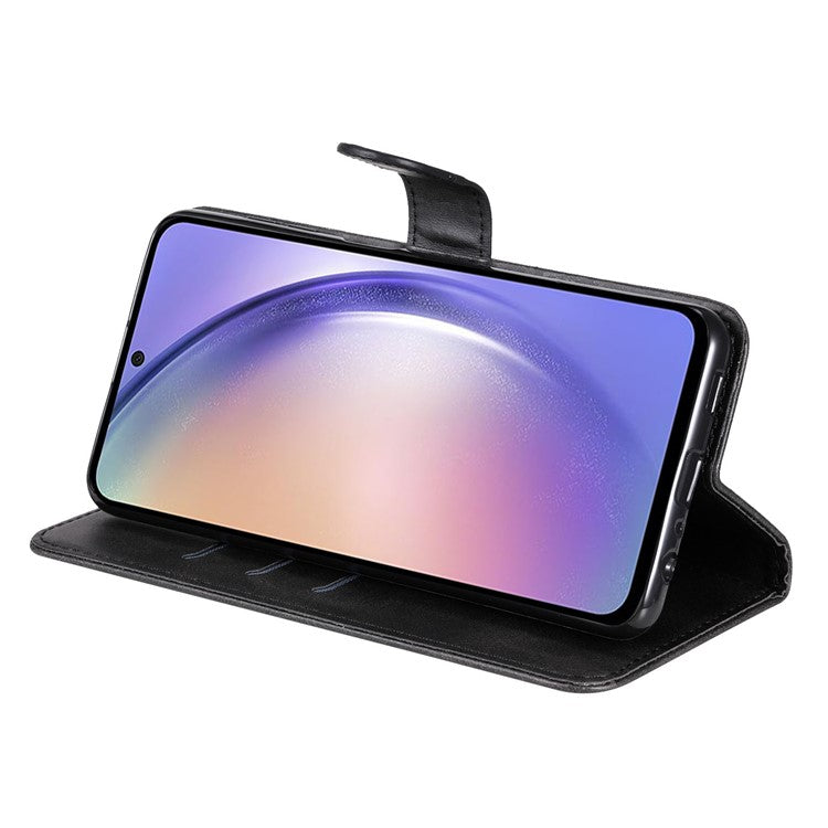 For Samsung Galaxy M54 5G / F54 5G PU Leather Zipper Pocket Phone Case Calf Texture Wallet Stand Cover - Black