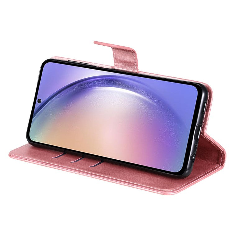 For Samsung Galaxy M54 5G / F54 5G PU Leather Zipper Pocket Phone Case Calf Texture Wallet Stand Cover - Pink