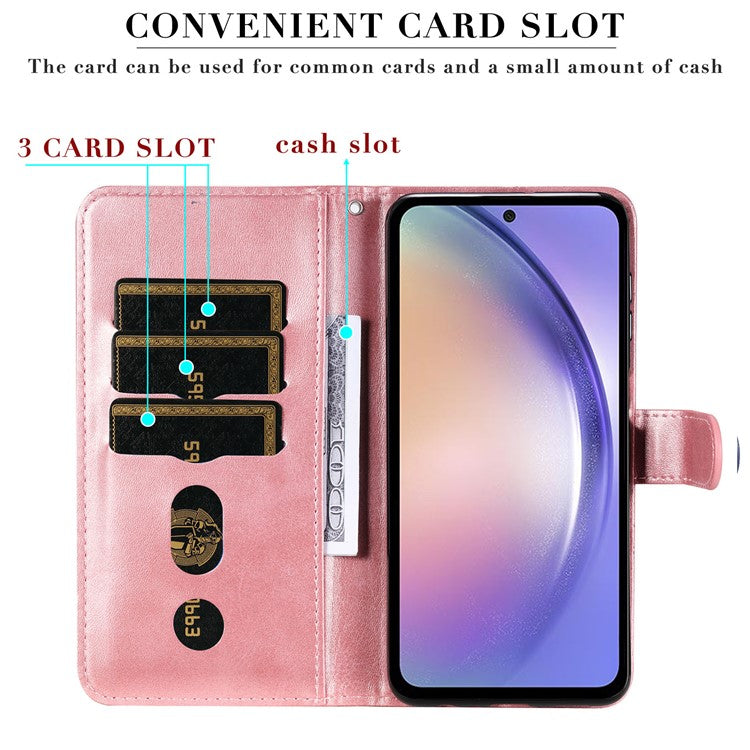 For Samsung Galaxy M54 5G / F54 5G PU Leather Zipper Pocket Phone Case Calf Texture Wallet Stand Cover - Pink