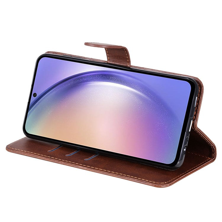 For Samsung Galaxy M54 5G / F54 5G PU Leather Zipper Pocket Phone Case Calf Texture Wallet Stand Cover - Brown