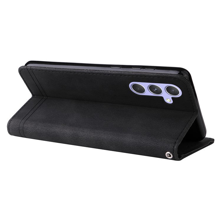 For Samsung Galaxy M54 5G / F54 5G Leather Wallet Cases Skin Touch Phone Cover Stand with Strap - Black